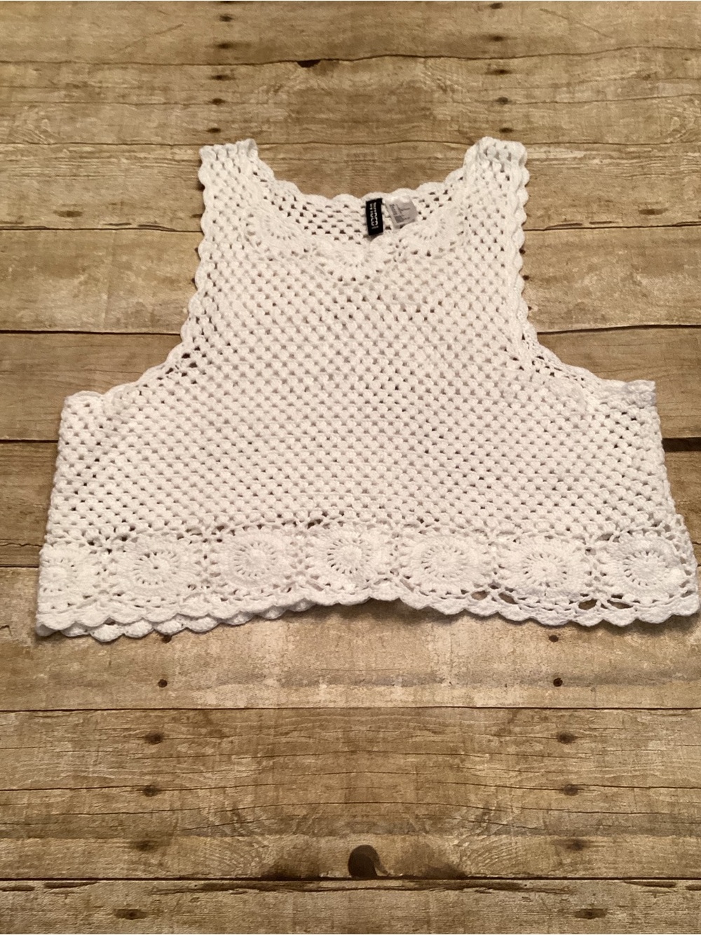 H&M White Crochet Crop Tank